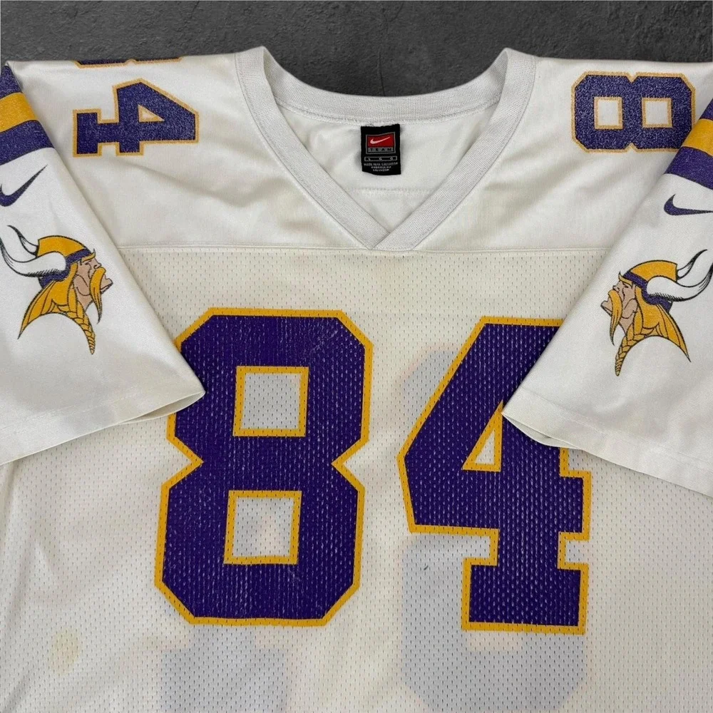 Vintage Nike Randy Moss Vikings Jersey Mens Large White NFL Football #84 Y2K
